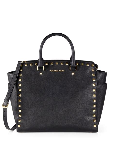 michael kors large black bag|michael kors black studded bag.